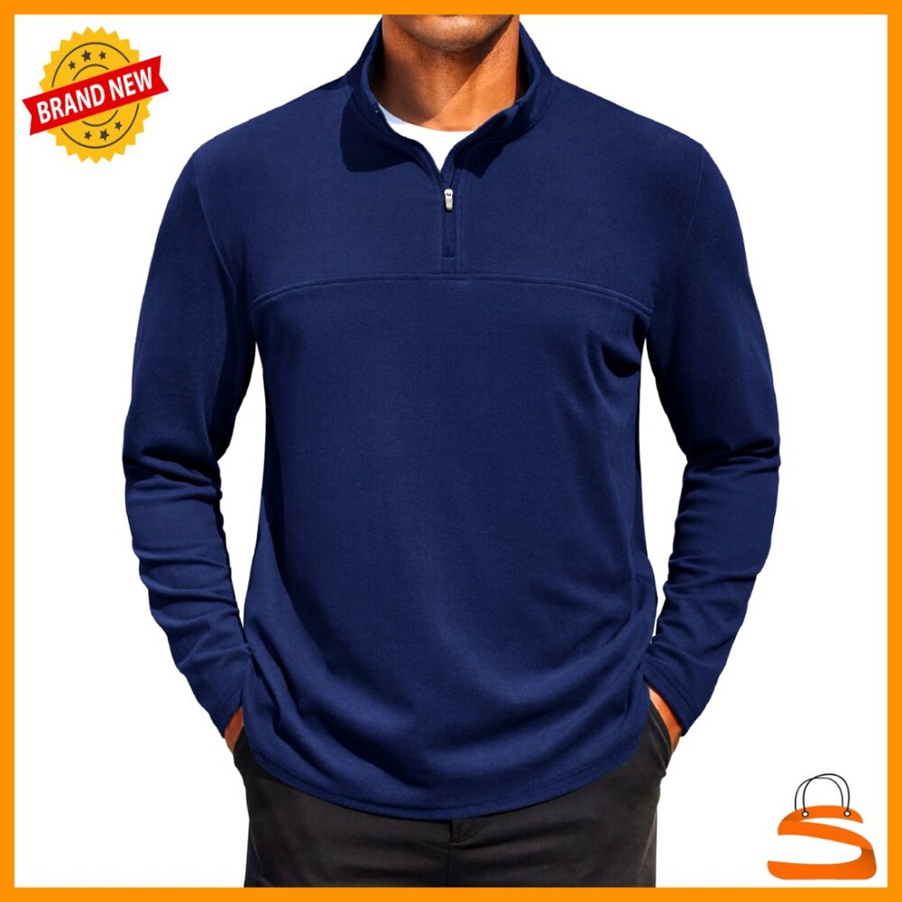 Fleece Quarter Zip Pullover Mock Turtleneck Sweatshirt Thermal Workout Golf